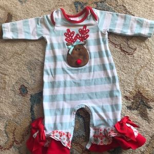 Ric Rac Ruffles RRR Reindeer 0-3 Months Romper